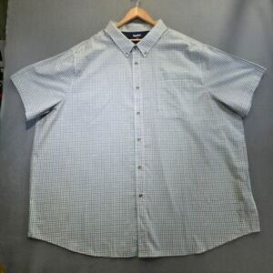 King Size Men's Green Check Short Sleeve Button Up Shirt Size 5XLT